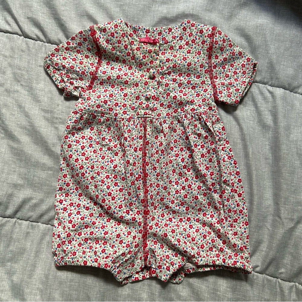 Vintage Baby B'Gosh Pink Floral Print Cotton Romper 6-9 Months